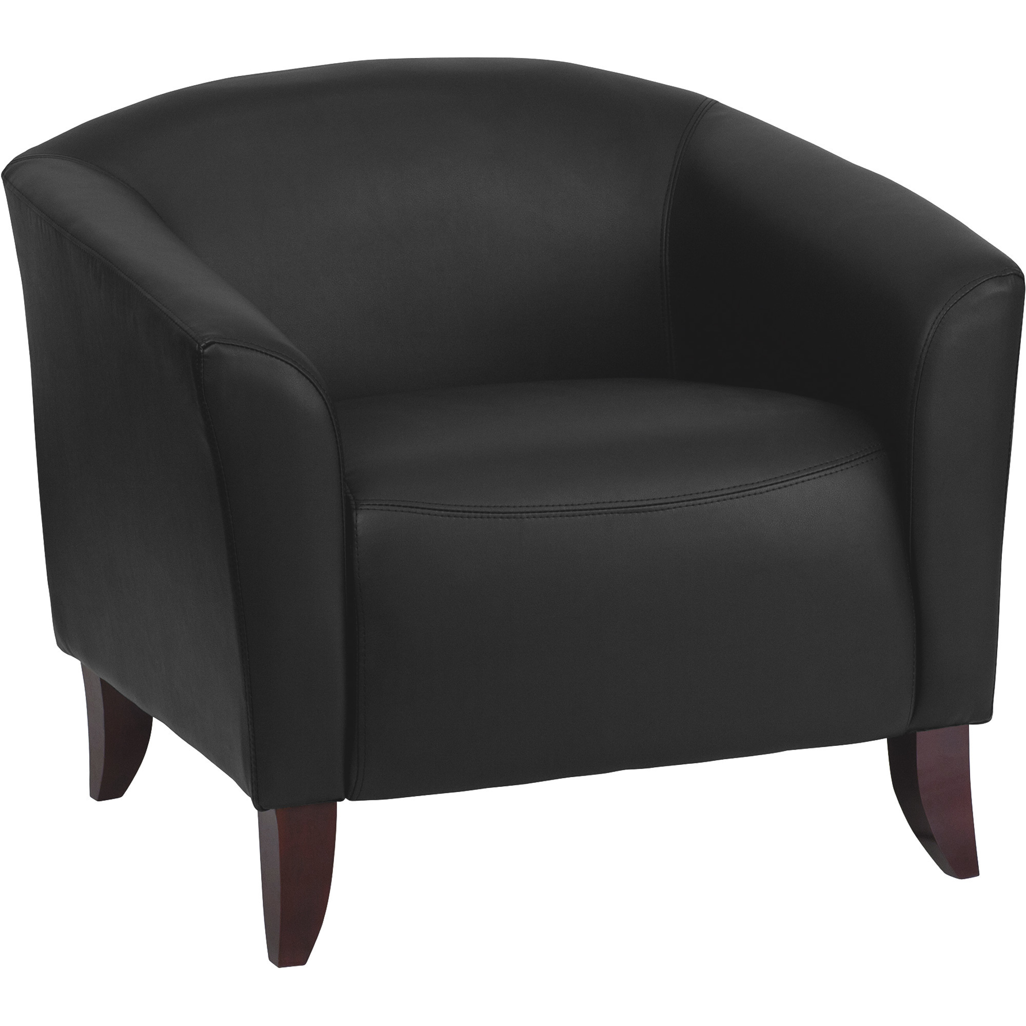 Flash Furniture Leather Reception Chair with Sloping Arms, Black, 33 1/2in.W x 31in.D x 29in.H, Model# 1111BK